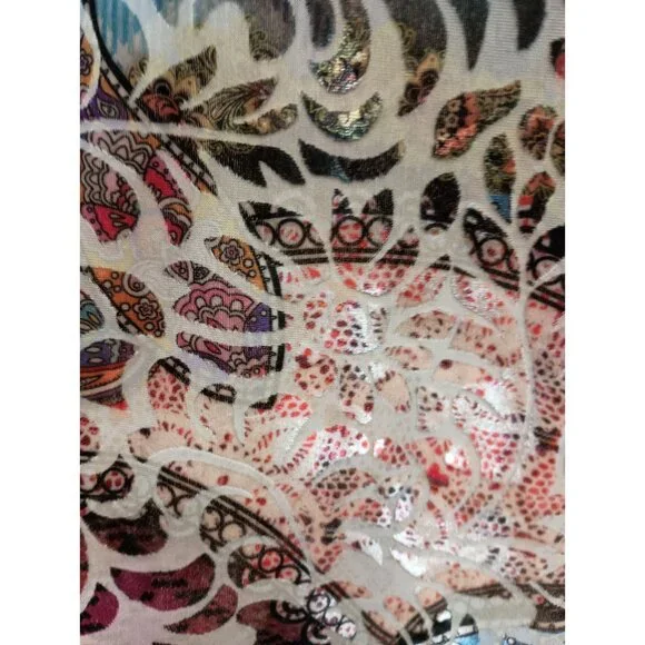 VTG Y2K Carrie Allen Top Womens Small Floral Burnout Velvet Embellished Grunge - Picture 4 of 11